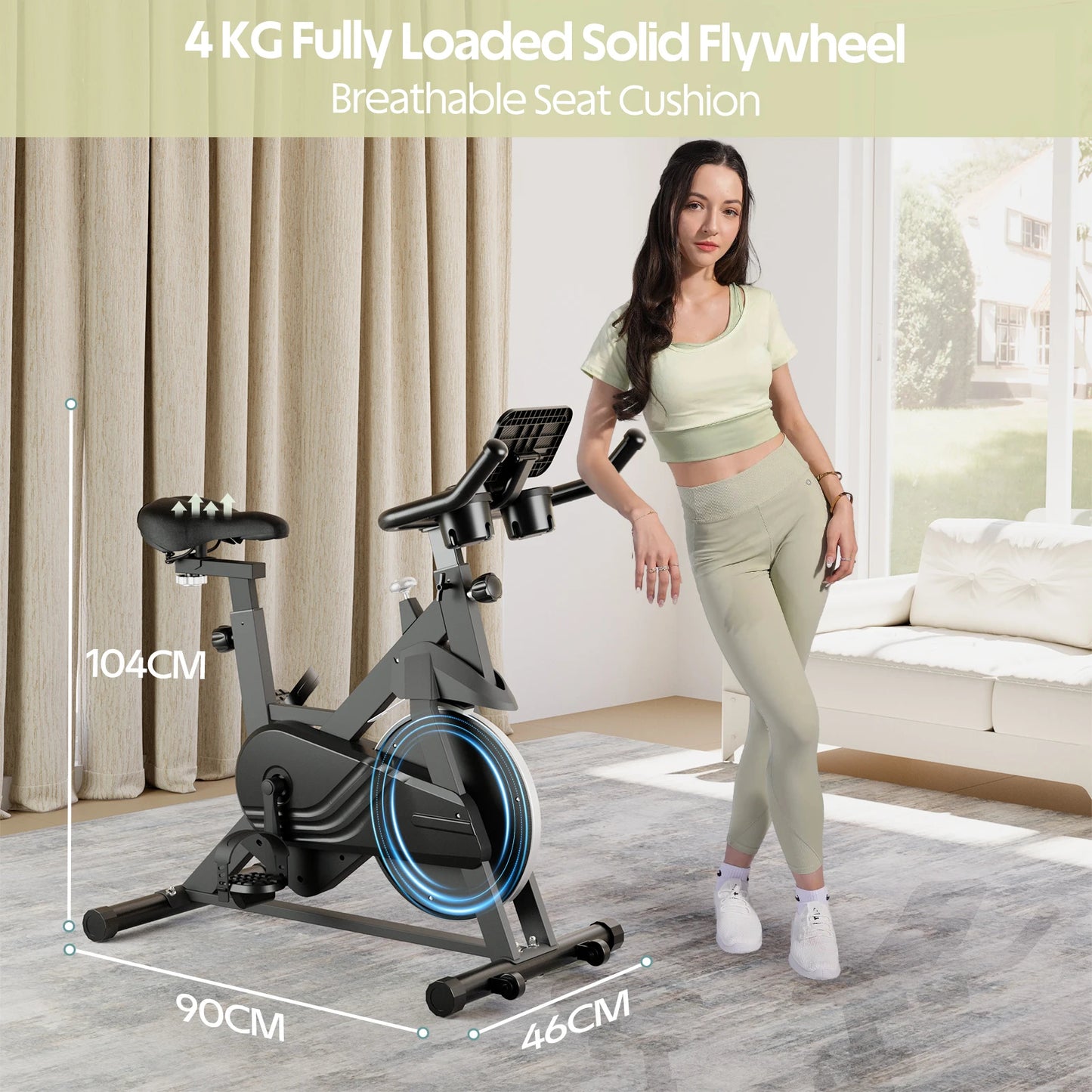 Exercise Bike Indoor Cycling Home Gym Workout Cardio Fitness LCD Monitor Black ✨