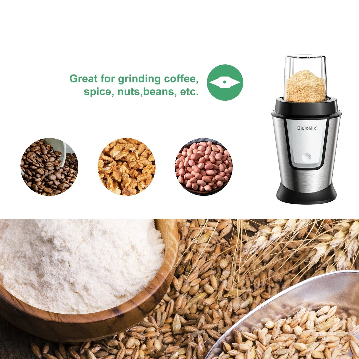 BioloMix Nutri Blender & Smoothie Maker Food Chopper & Dry Grinder700W Silver  ✨
