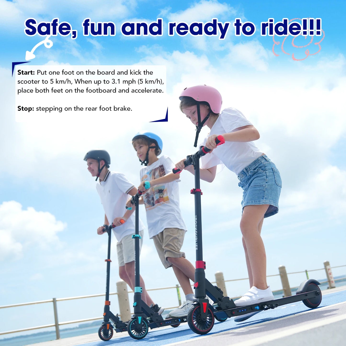 RCB R15 Foldable Electric Scooter for Kids Height adjustment, 16KM, 12.4MPH, UK✨