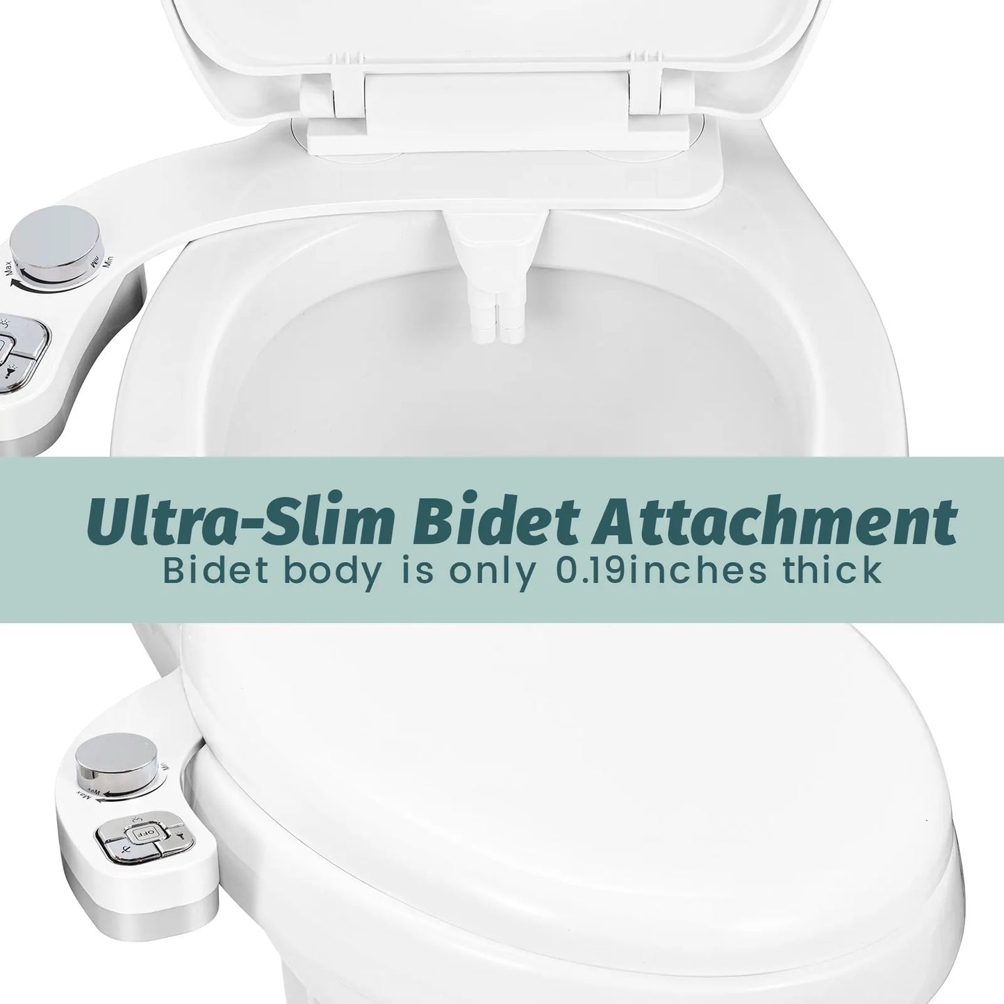 Bidet Toilet Seat Attachment Self Cleaning Dual Nozzle Bathroom Water Spray ✨