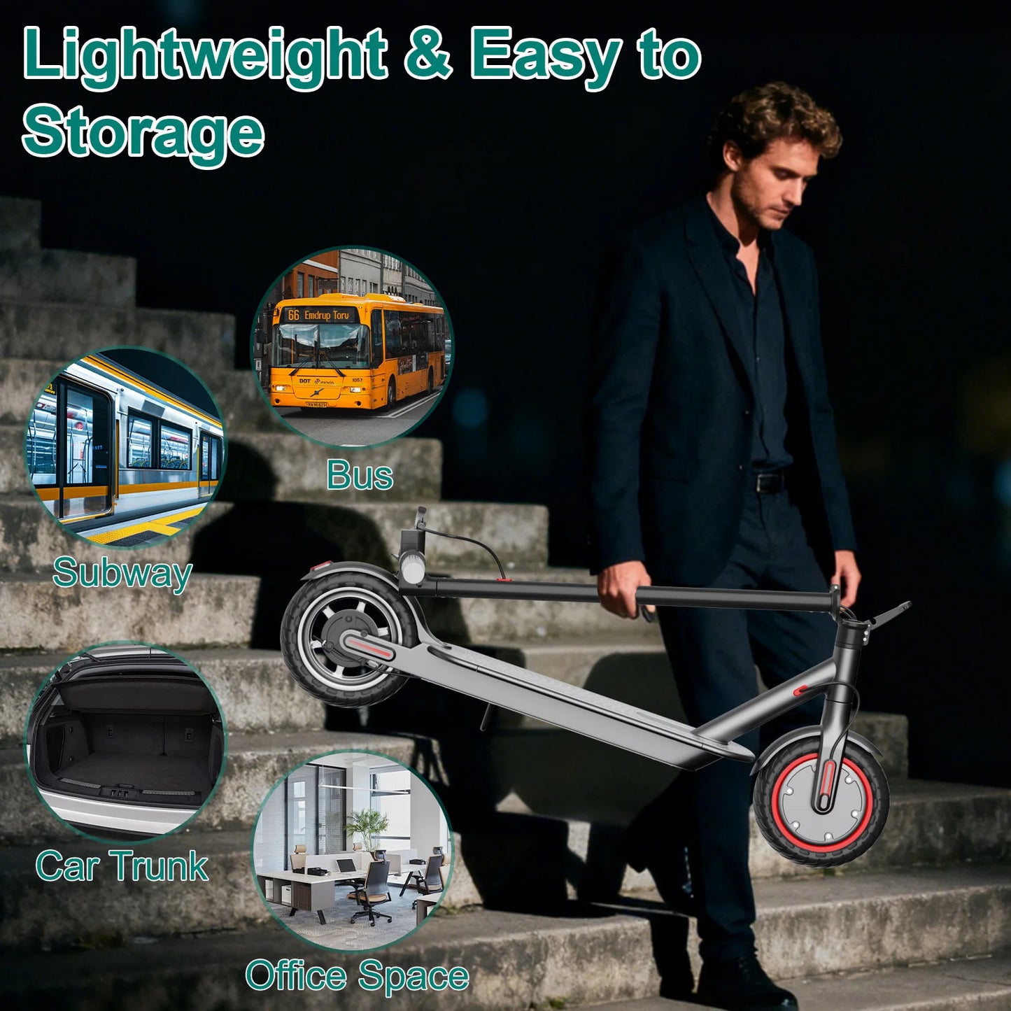 Electric Scooter with Seat Adult 8.5 Inch Solid 25KM/H Commuter Electric Scooter