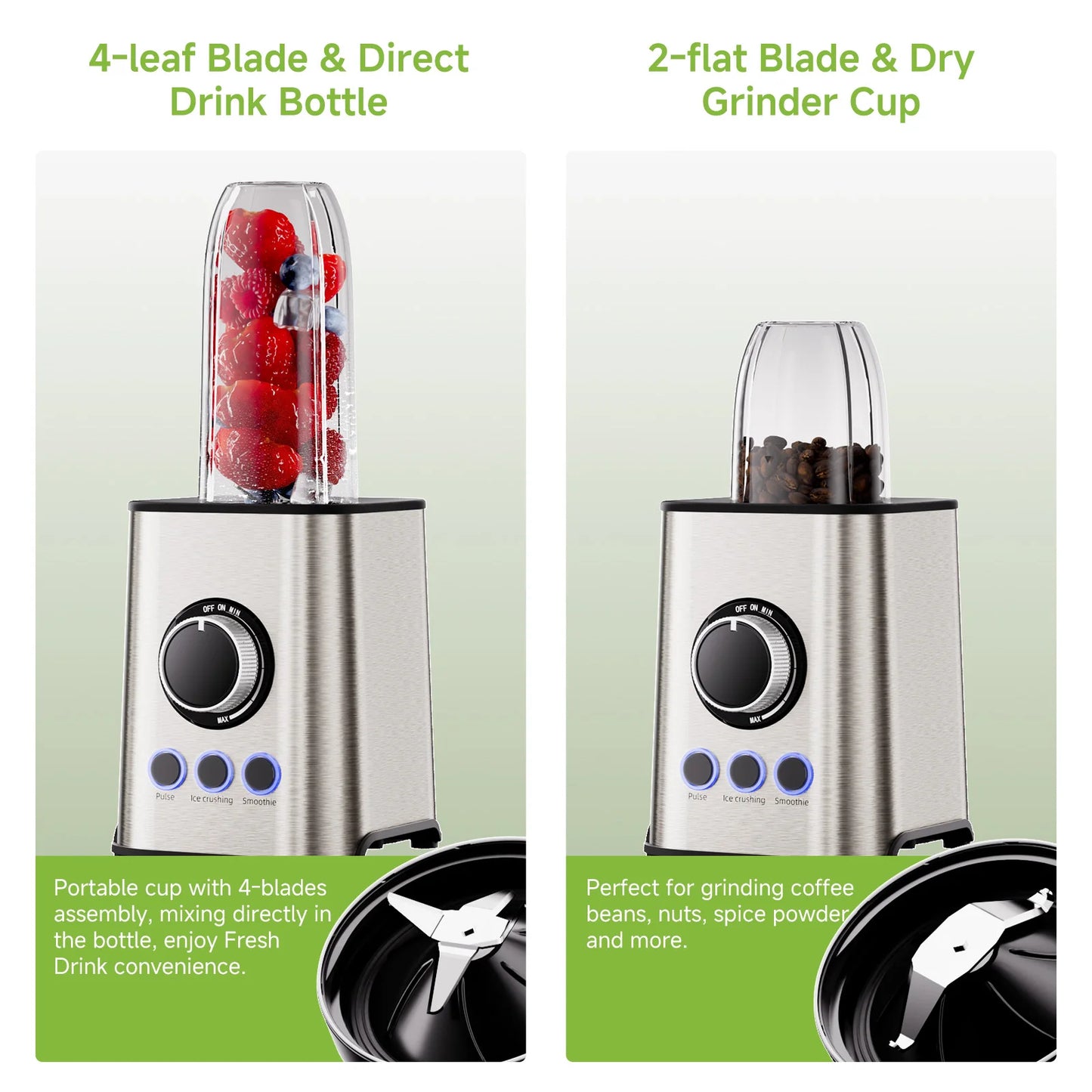 1300W Blender Smoothie Maker Ice Crusher Mixer Milk Shake Fruit Juicer Vegetable