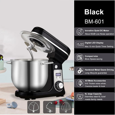 BioloMix Stand Mixer 1200W 6LElectric Kitchen QuietFood Mixer Premium ALL IN ONE