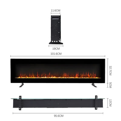 LED Fireplace Media Wall Fire Wall Mounted Standing Electric Heater 40/50/60 in.