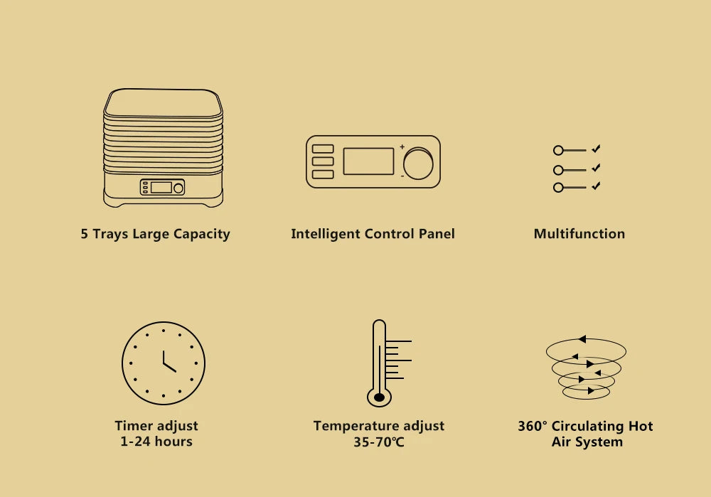 Electric Food Dehydrator 5 Tier Digital Drying Machine Fruit Beef Veg Preserver✨