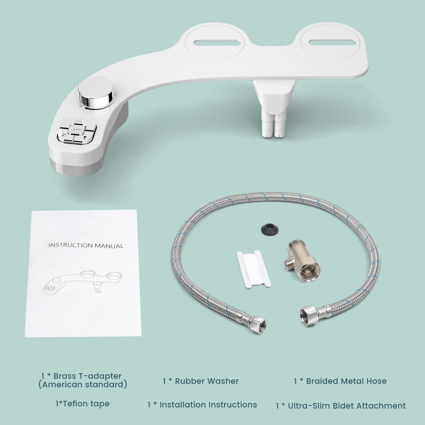 Bidet Toilet Seat Attachment Self Cleaning Dual Nozzle Bathroom Water Spray ✨