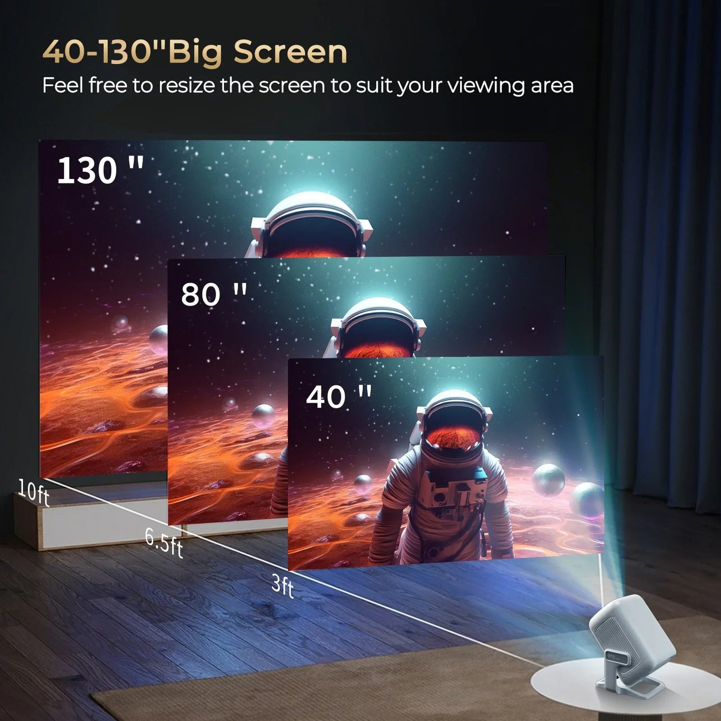 12000 Lumen Projector Smart HD LED WiFi Bluetooth HDMI Android Home Theater Gift