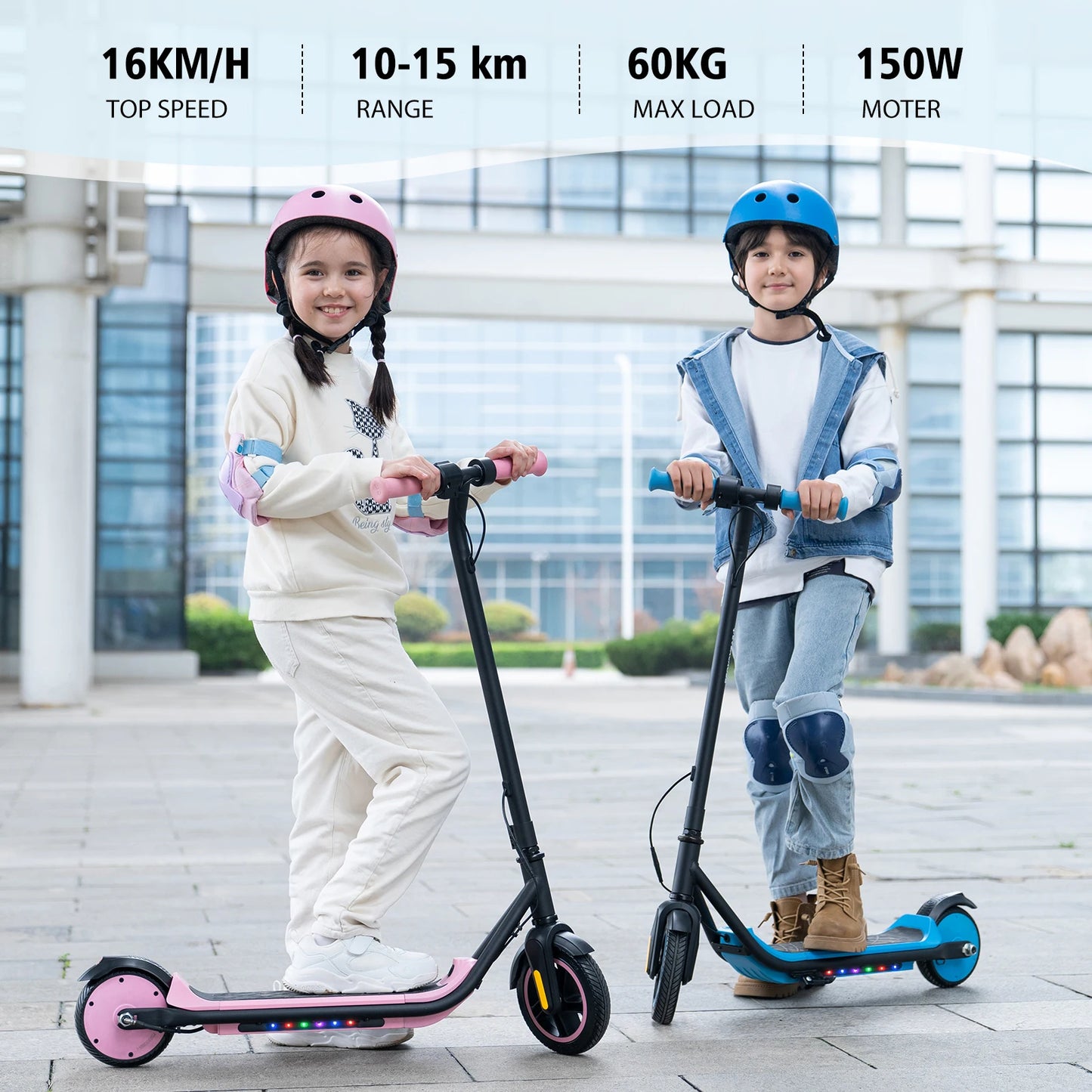 Electric Kids Foldable E-Scooter Ages 6-12 LED Display Colourful Lights 16kmh ✨✨