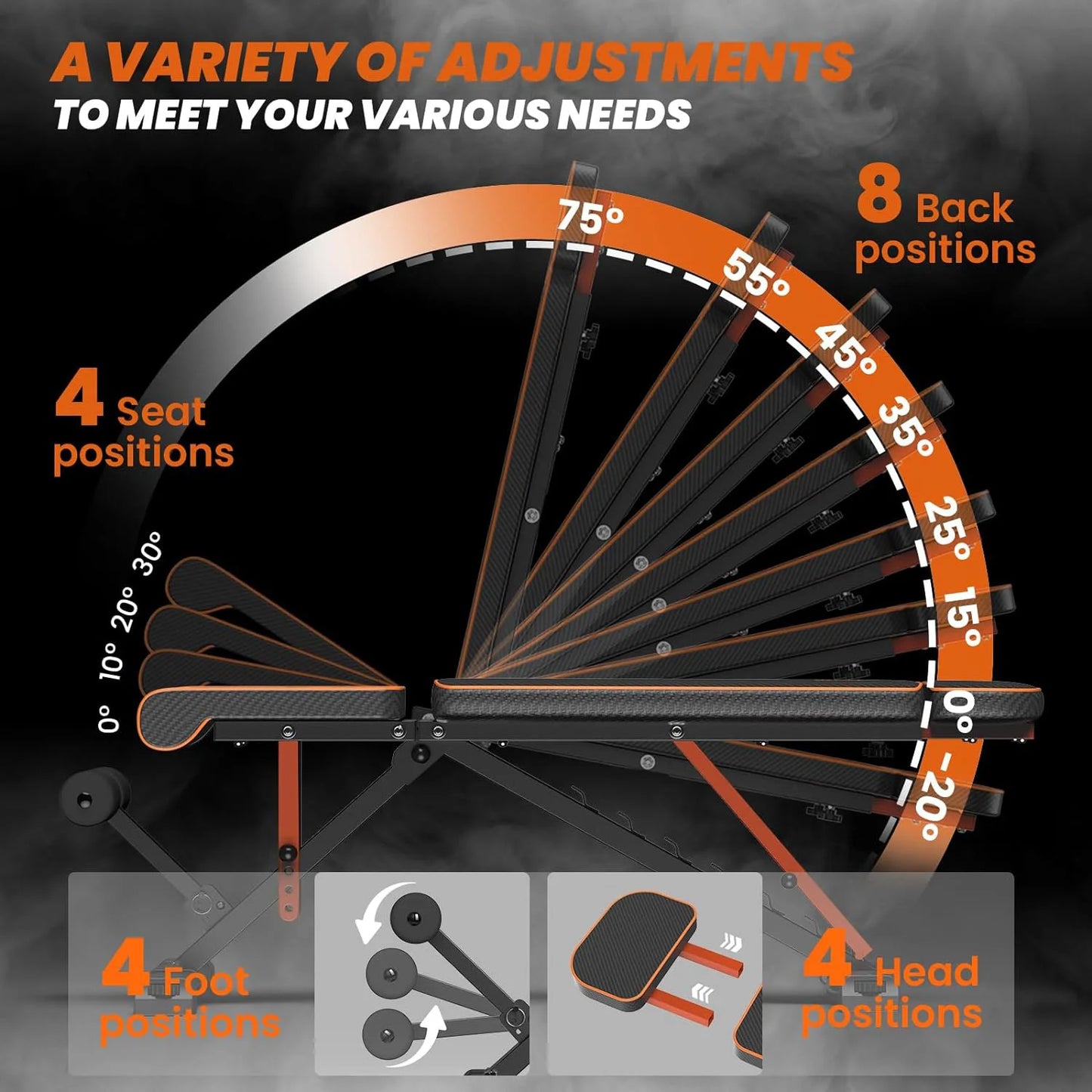 Foldable Weight Bench Adjustable Strength Training Full Body Workout Incline Gym