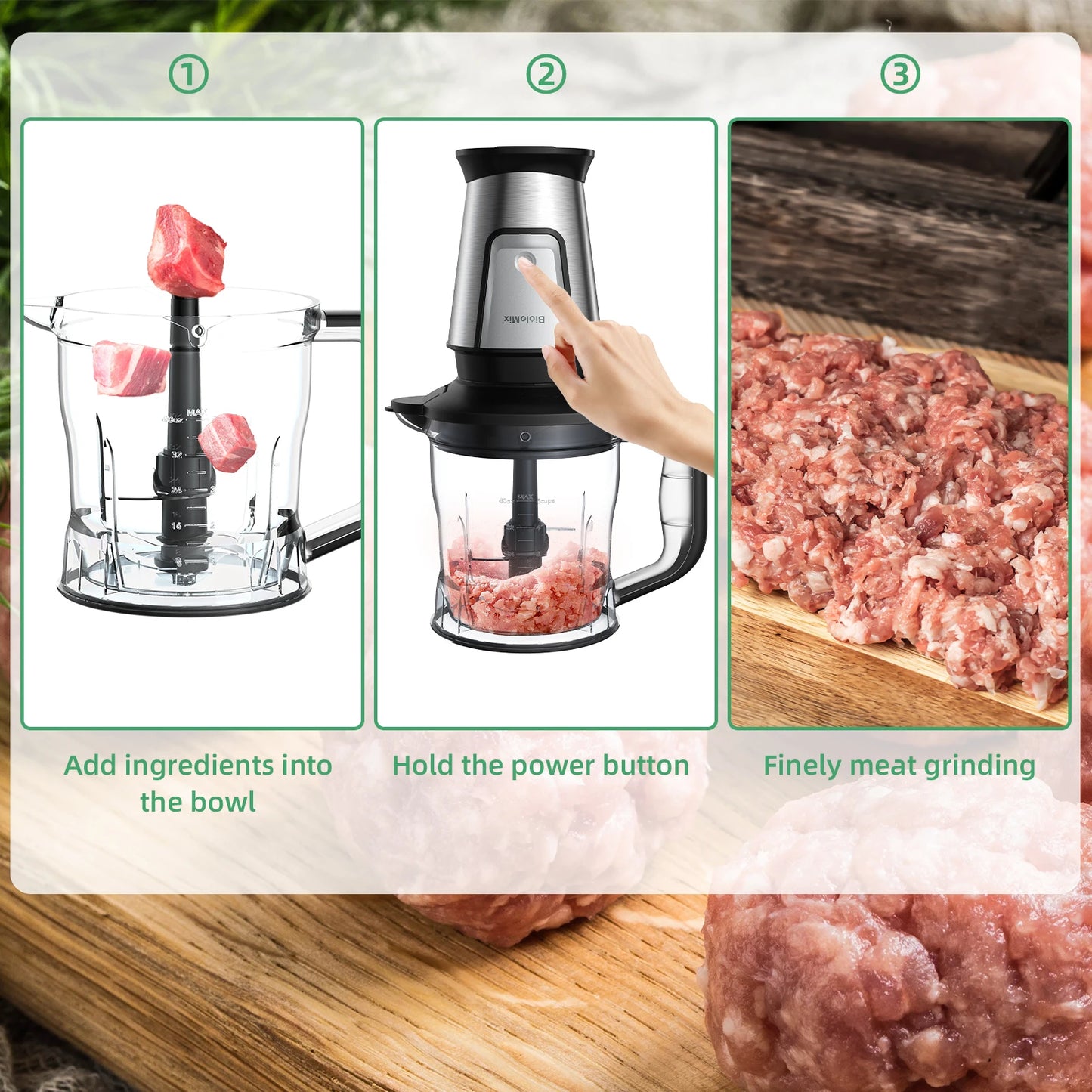 BioloMix Nutri Blender & Smoothie Maker Food Chopper & Dry Grinder700W Silver  ✨