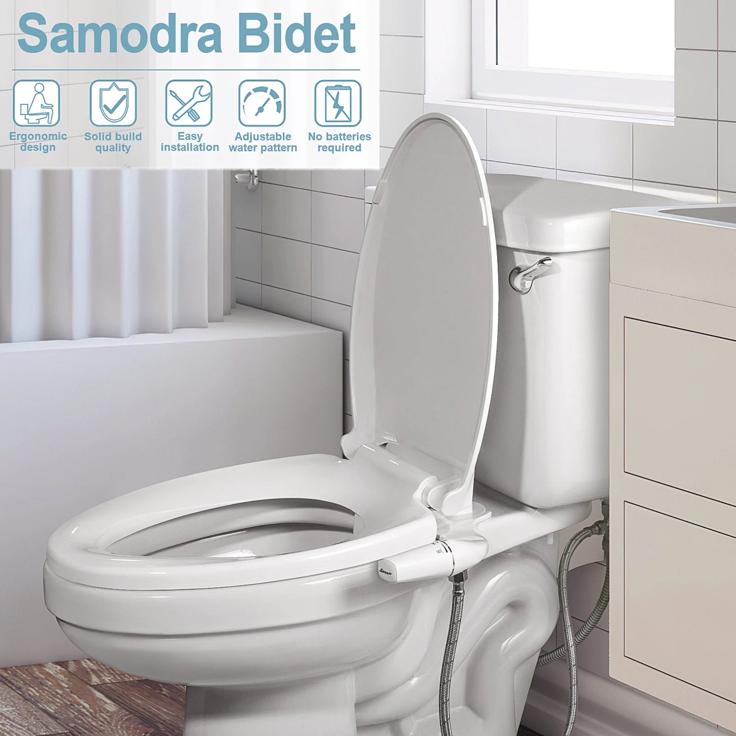 Bidet Toilet Seat Attachment | Ultra-Thin DIY Sprayer | SAMODRA BRAND | UK