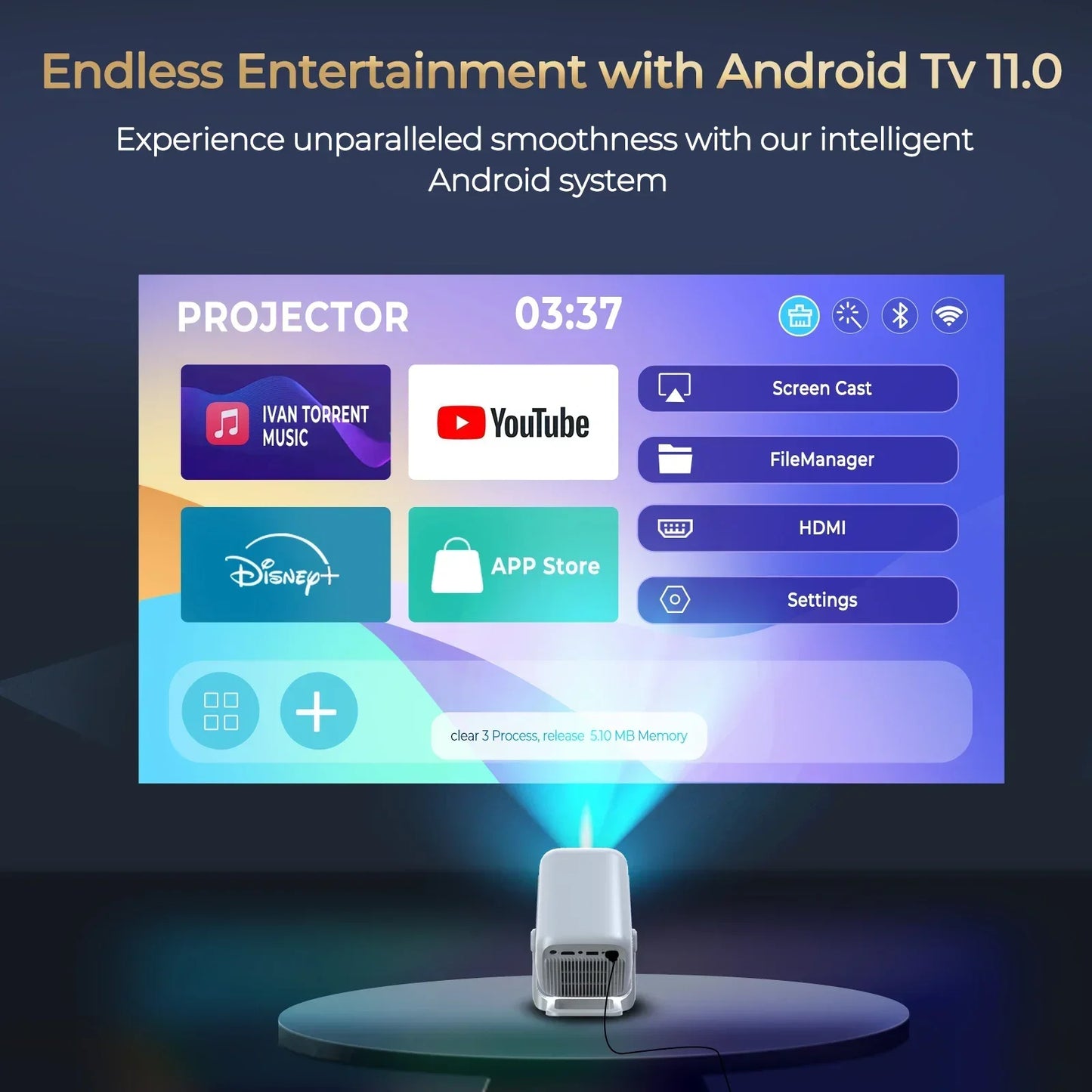 12000 Lumen Projector Smart HD LED WiFi Bluetooth HDMI Android Home Theater Gift