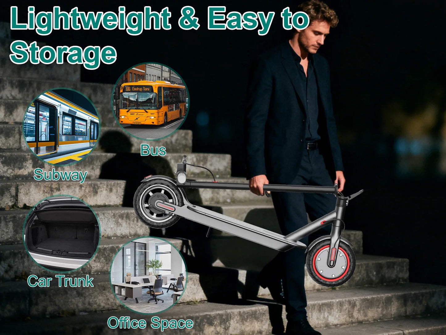 Electric Scooter with Seat Adult 8.5 Inch Solid 25KM/H Commuter Electric Scooter