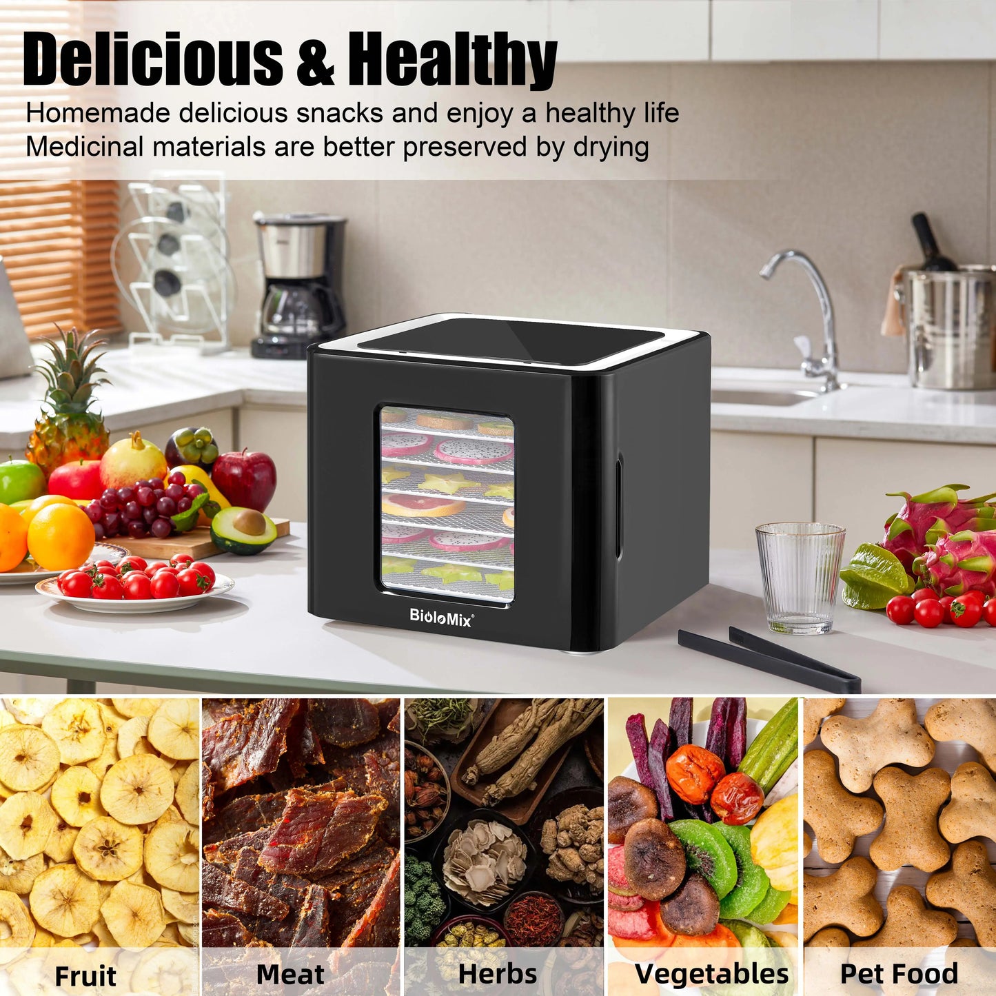 Biolomix Professional Food Dehydrator 400W 6 Stainless Steel Trays LCD Touch...✨