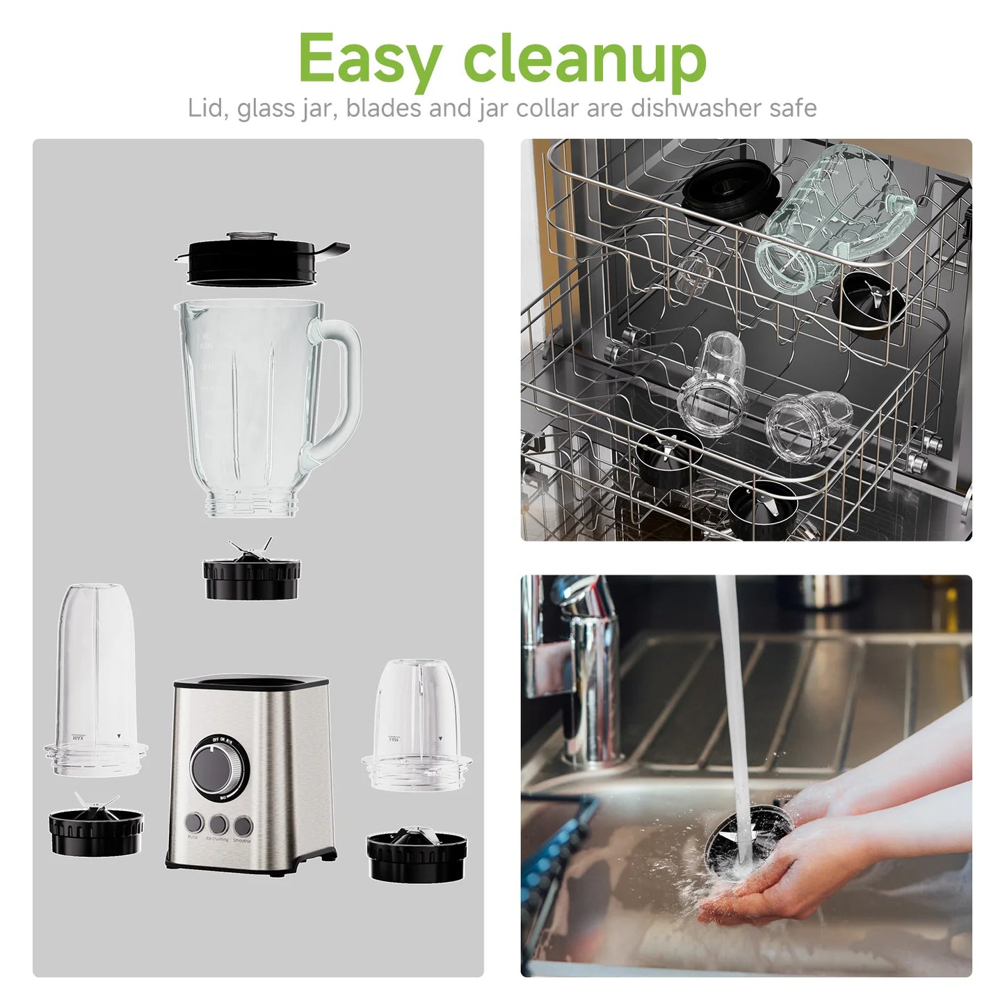 1300W Blender Smoothie Maker Ice Crusher Mixer Milk Shake Fruit Juicer Vegetable