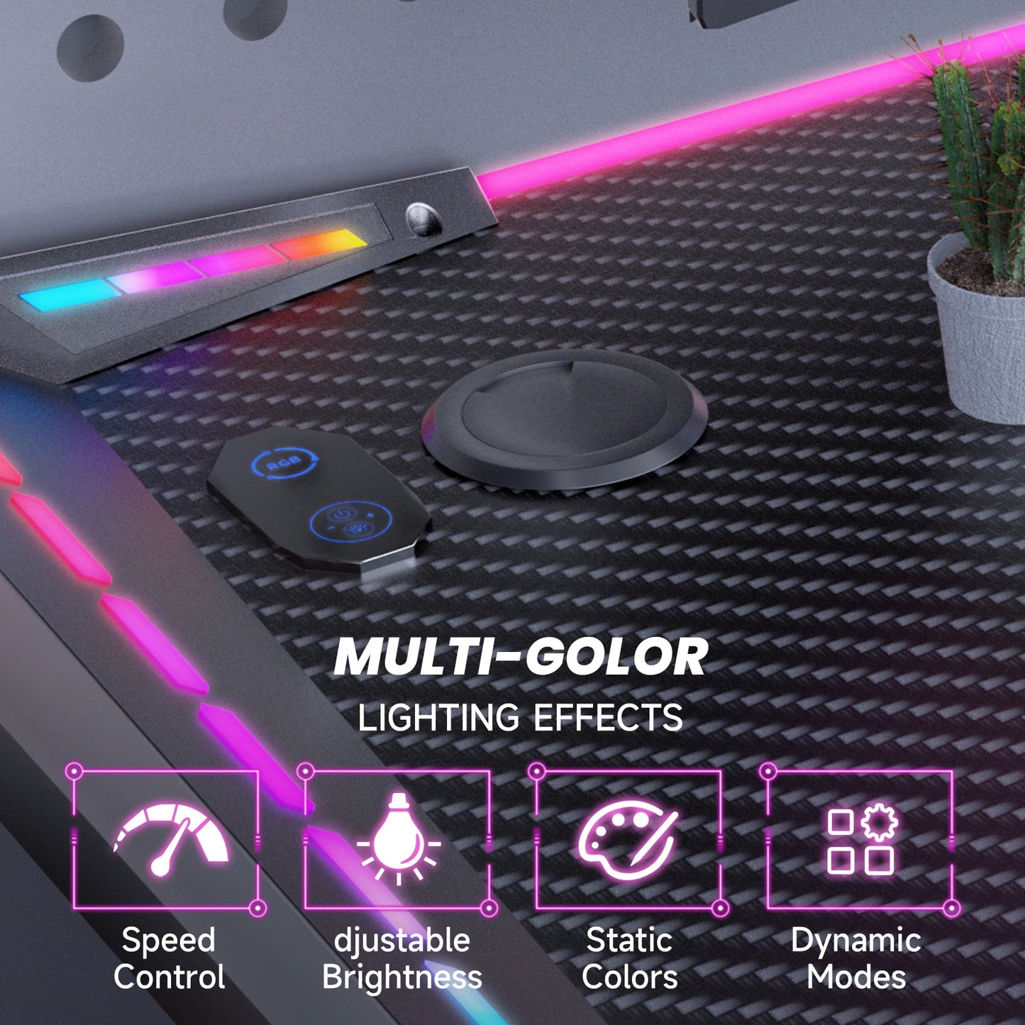Gaming Desk LED RGB Computer Table Workstation w/ Cup Holder & Headphone Hook✨✨