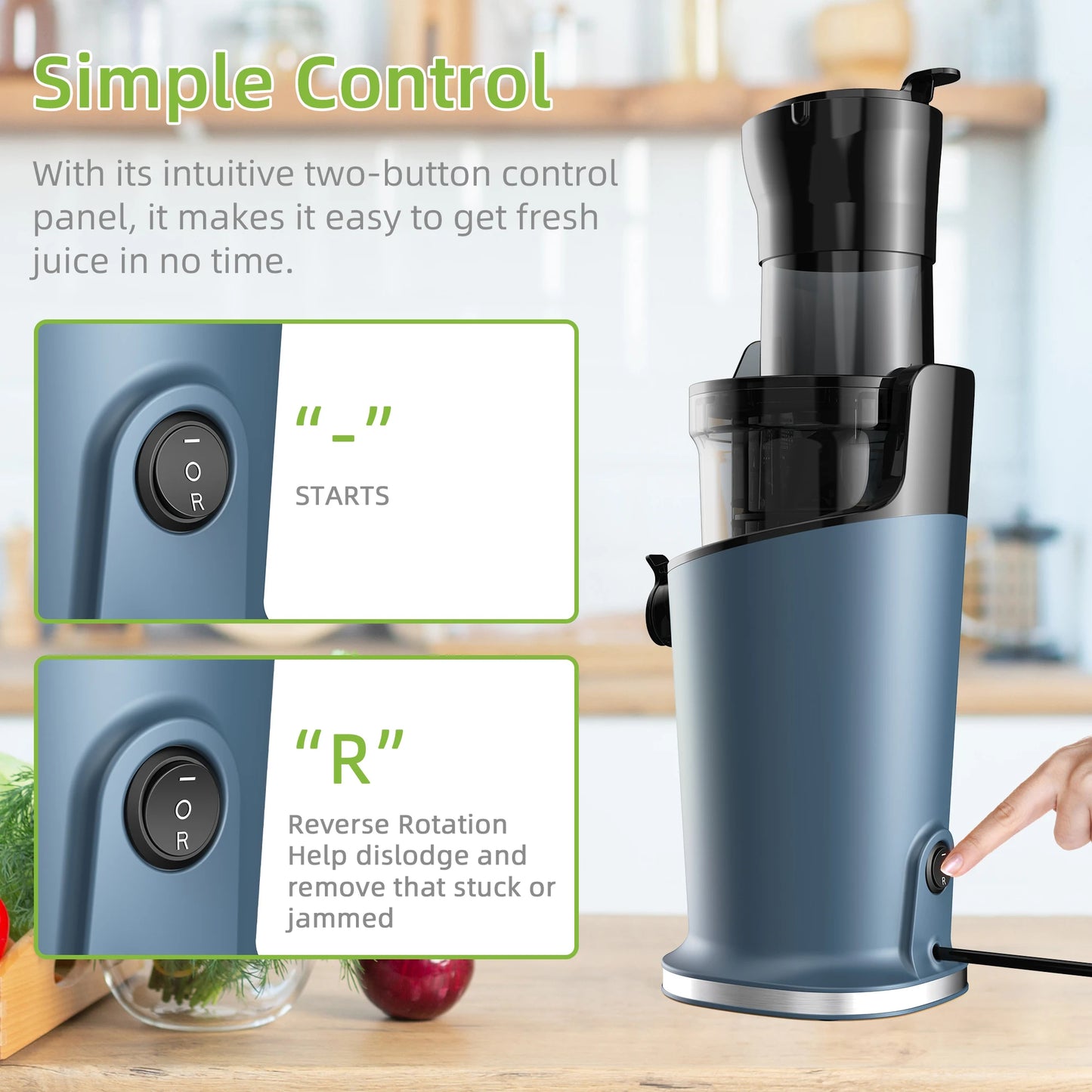Electric Juicer Machine Juice Fruit Squeezer Slow Masticating Brush Pulp Cup UK