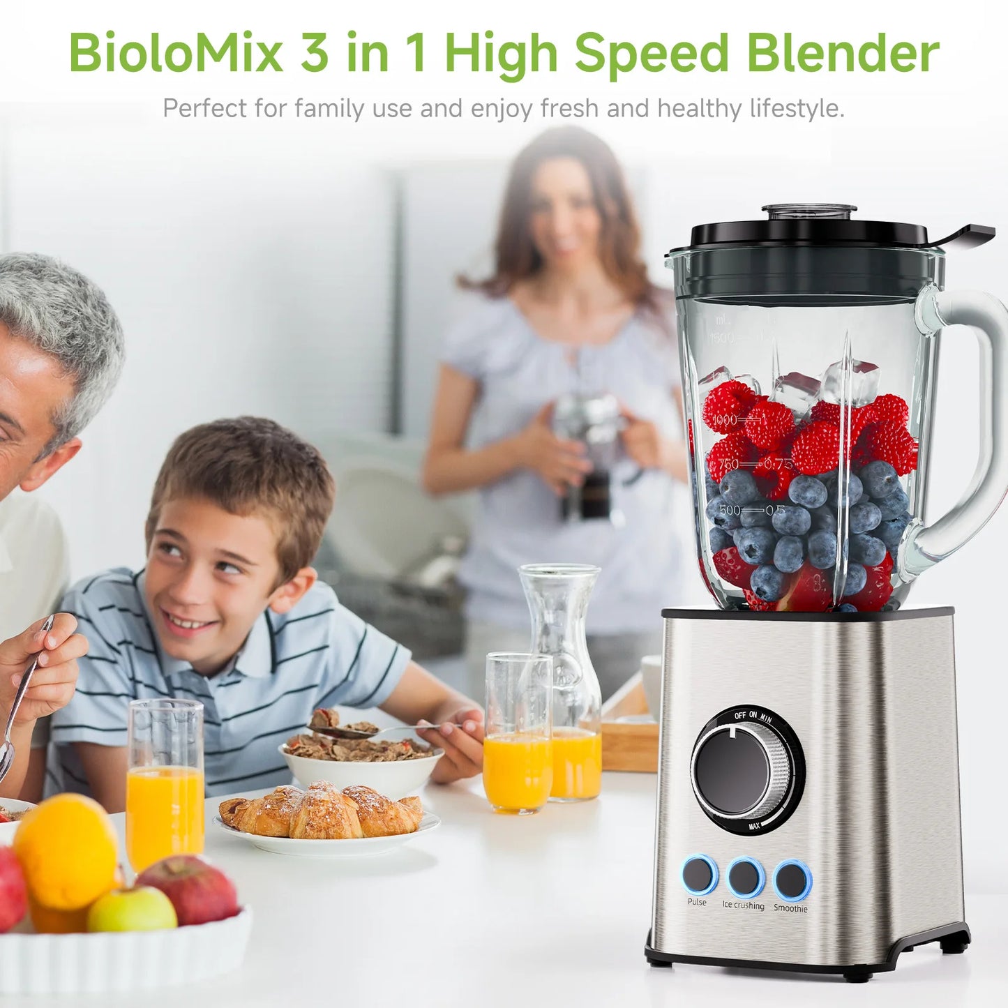 1300W Blender Smoothie Maker Ice Crusher Mixer Milk Shake Fruit Juicer Vegetable