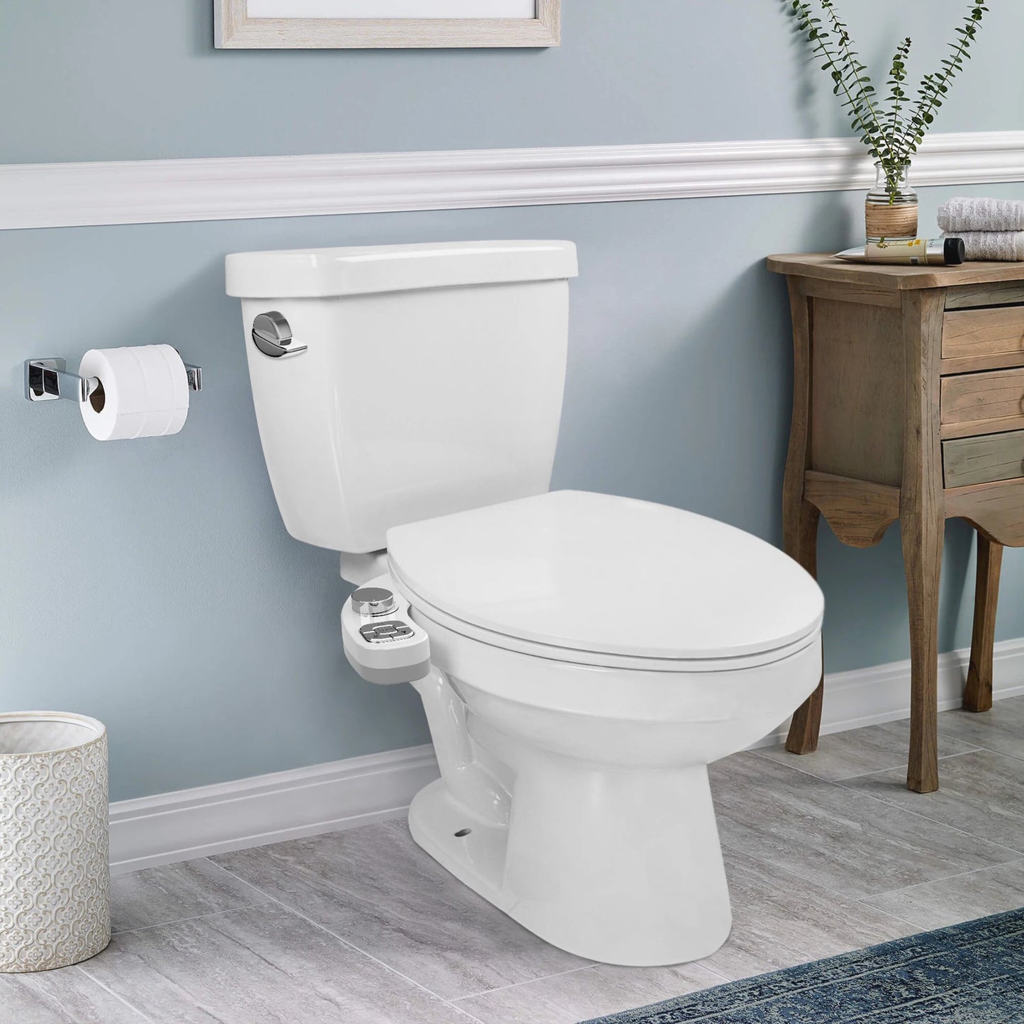 Bidet Toilet Seat Attachment Self Cleaning Dual Nozzle Bathroom Water Spray ✨