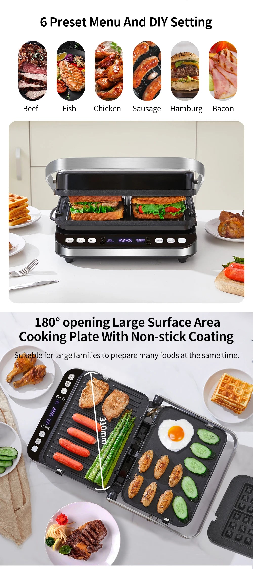 BioloMix Large Electric Griddle Countertop Hot Plate Grill Bacon Commercial ✨✨