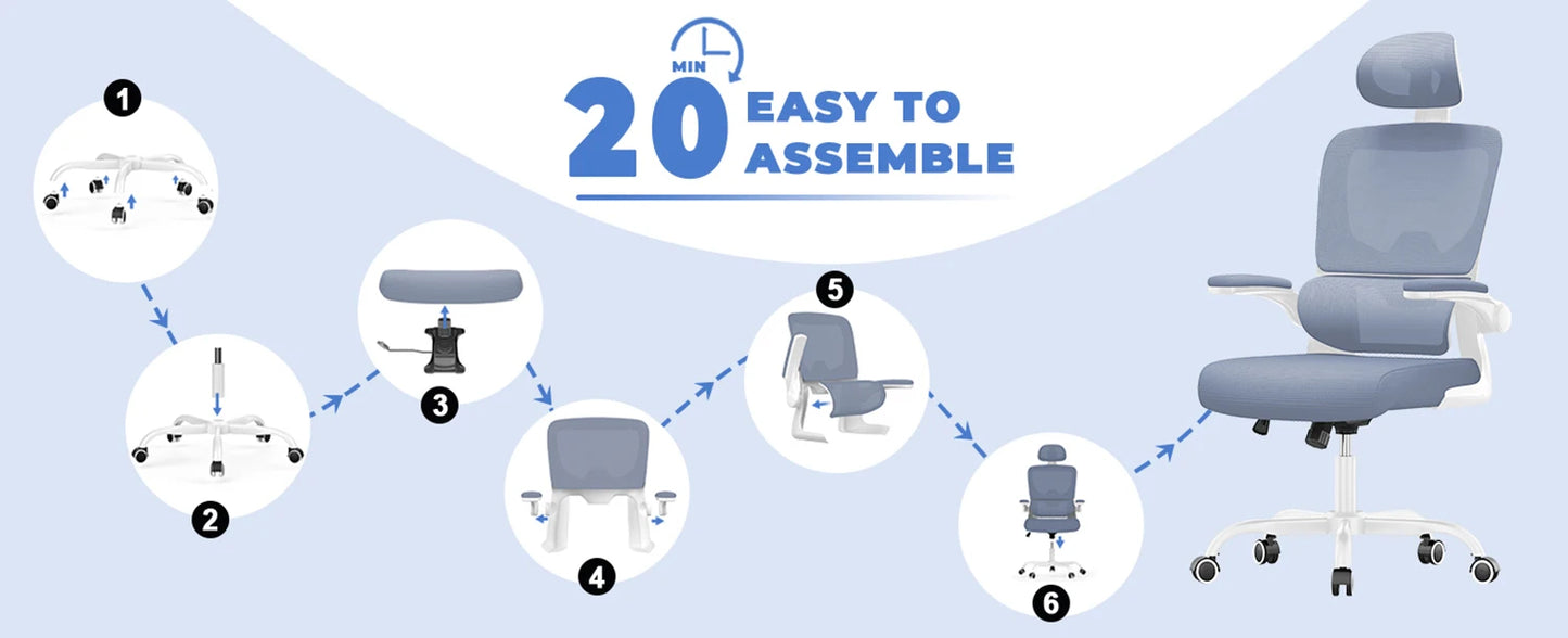 Mesh Office Chair Wheels Adjustable Ergonomic Desk Chair with Lumbar Support ✨