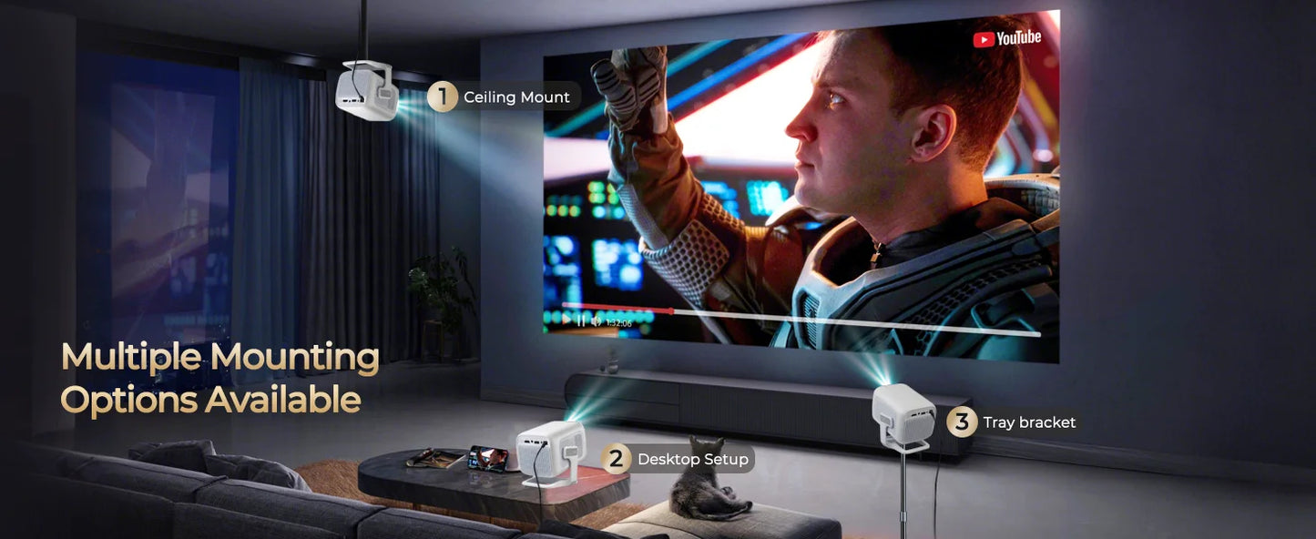 12000 Lumen Projector Smart HD LED WiFi Bluetooth HDMI Android Home Theater Gift