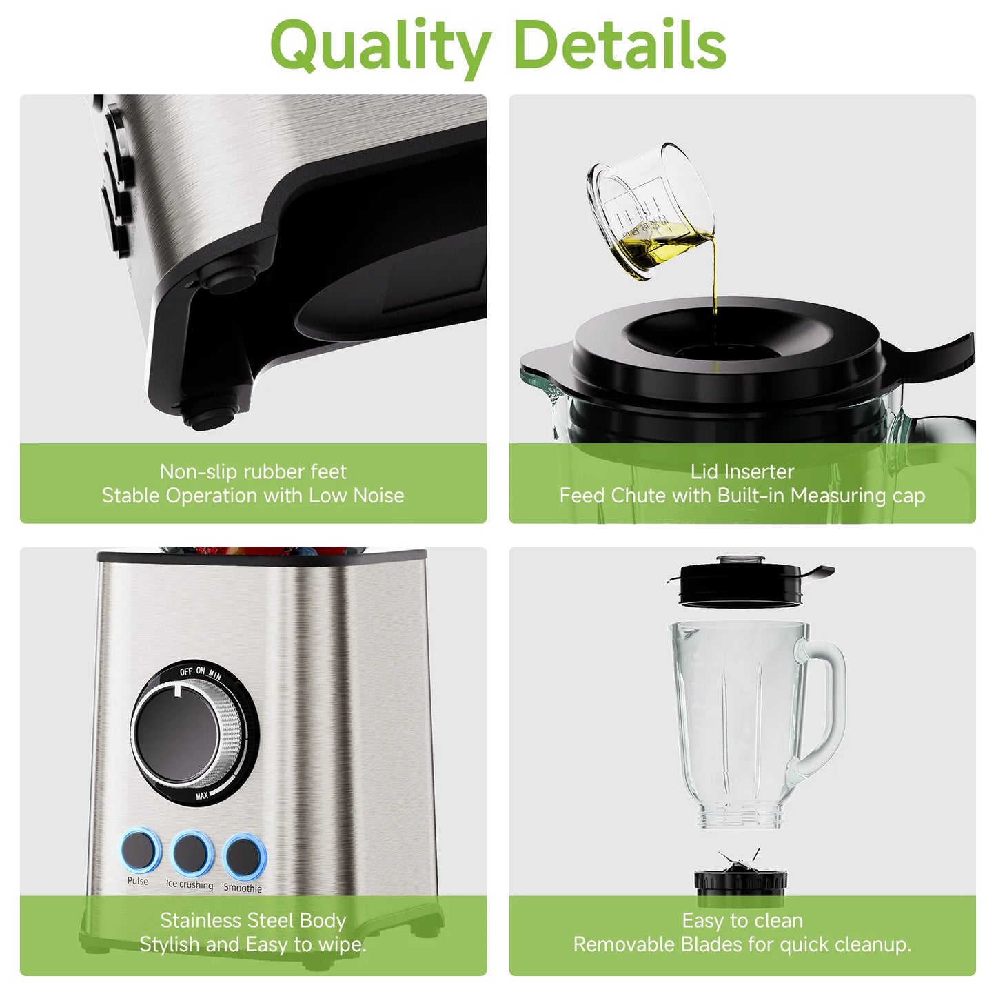 1300W Blender Smoothie Maker Ice Crusher Mixer Milk Shake Fruit Juicer Vegetable