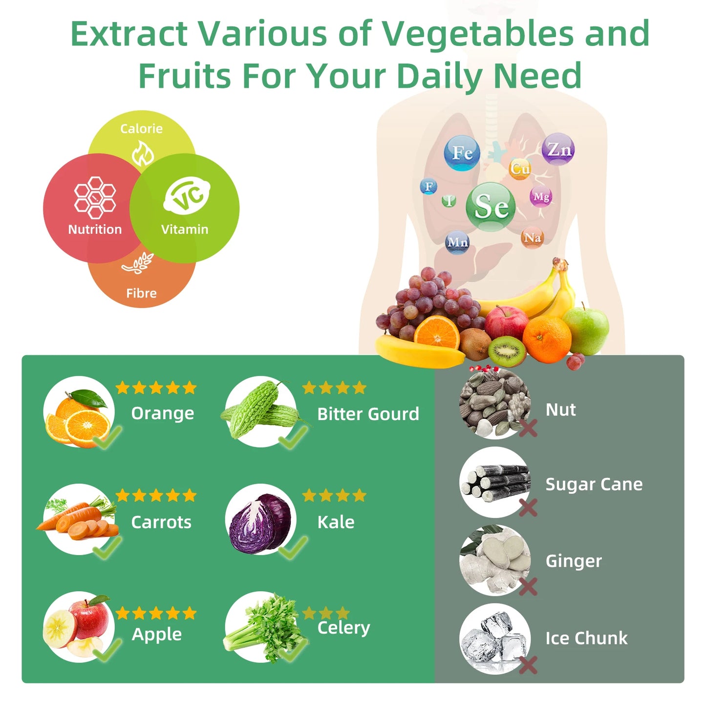 Electric Juicer Machine Juice Fruit Squeezer Slow Masticating Brush Pulp Cup UK