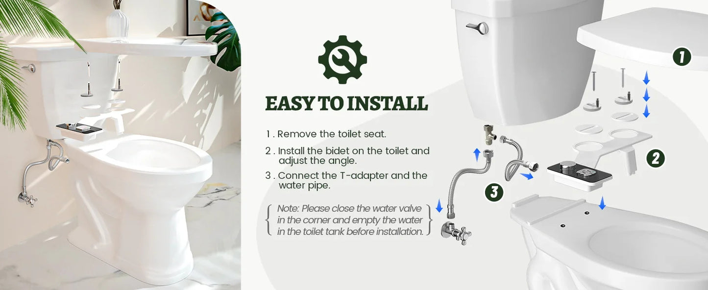 SAMODRA Bidet Attachment Ultra Slim For Toilet Seat With Dual Cleaning Nozzle ✨