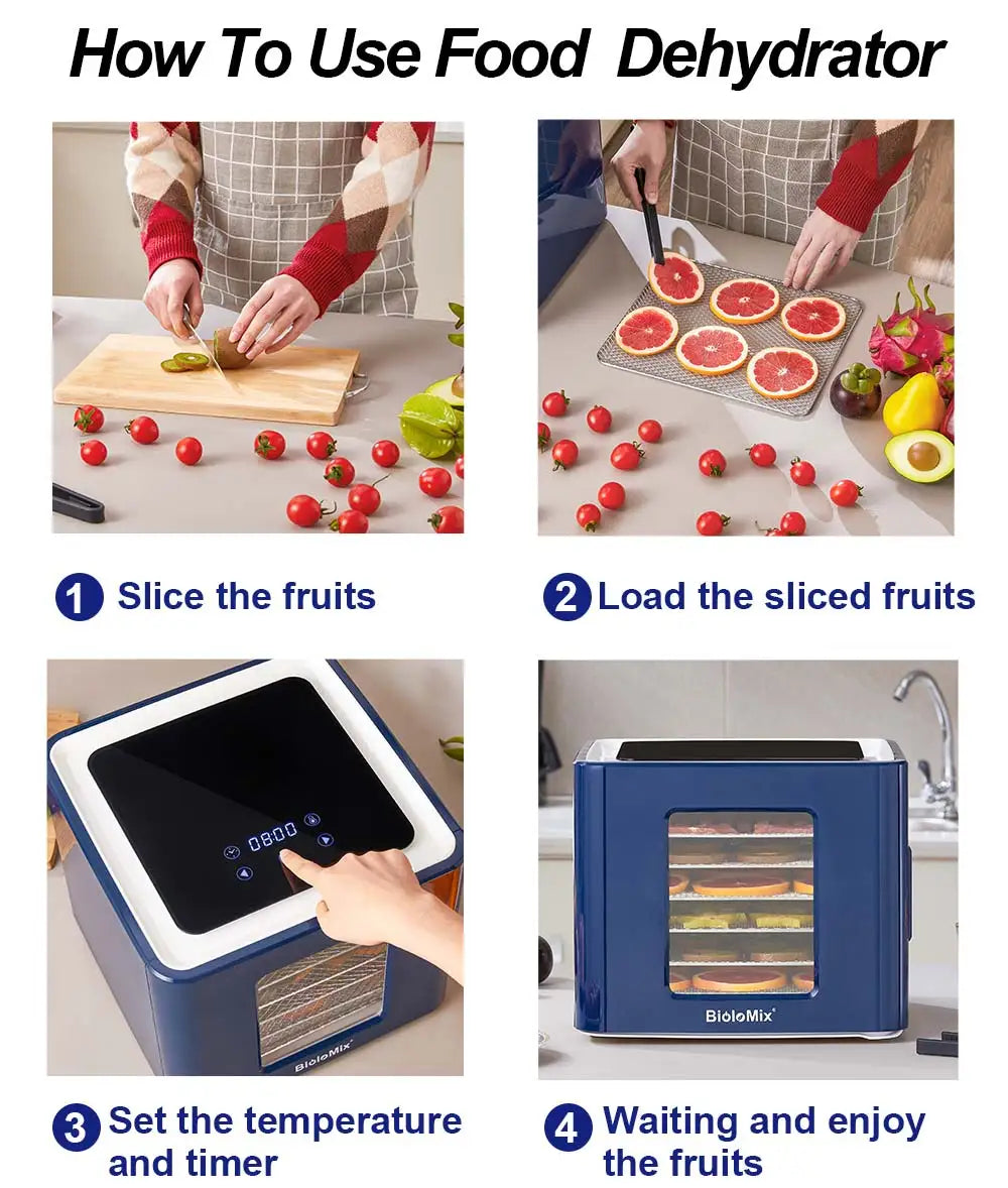 Biolomix Professional Food Dehydrator 400W 6 Stainless Steel Trays LCD Touch...✨