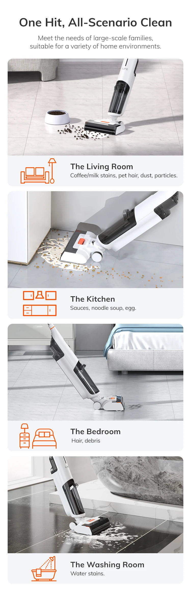 ILIFE Cordless Stick Vacuum Pet Pro Strong Battery Smart Mop Washing 5500Pa ✨✨