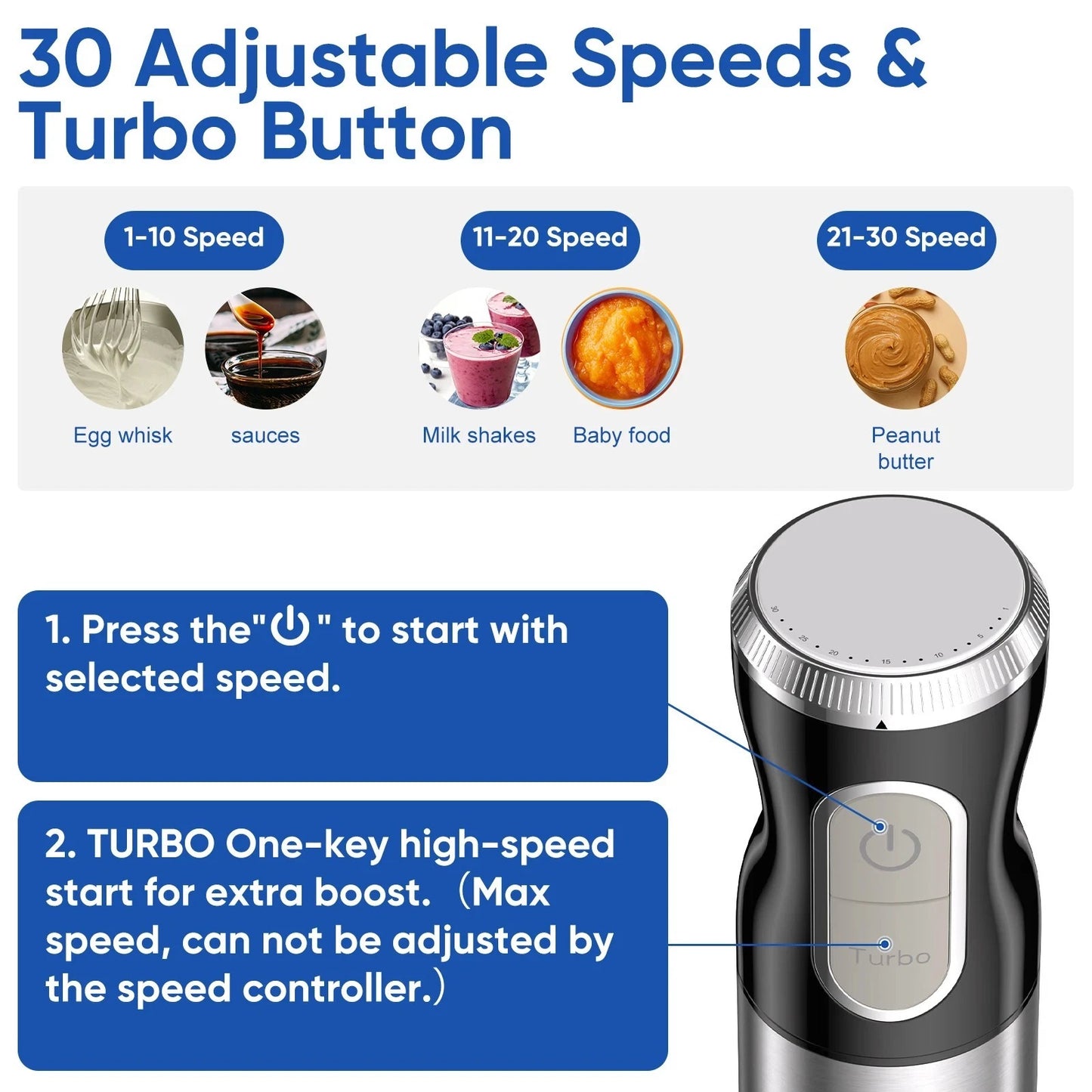 1000W Hand Blender Electric Stick Blender Curry Fruit FoodMixer Juice Cream Easy